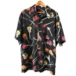 Gibson Guitars Shirt Tour Dragonfly Les Paul Black Button Down Short Sleeve XL